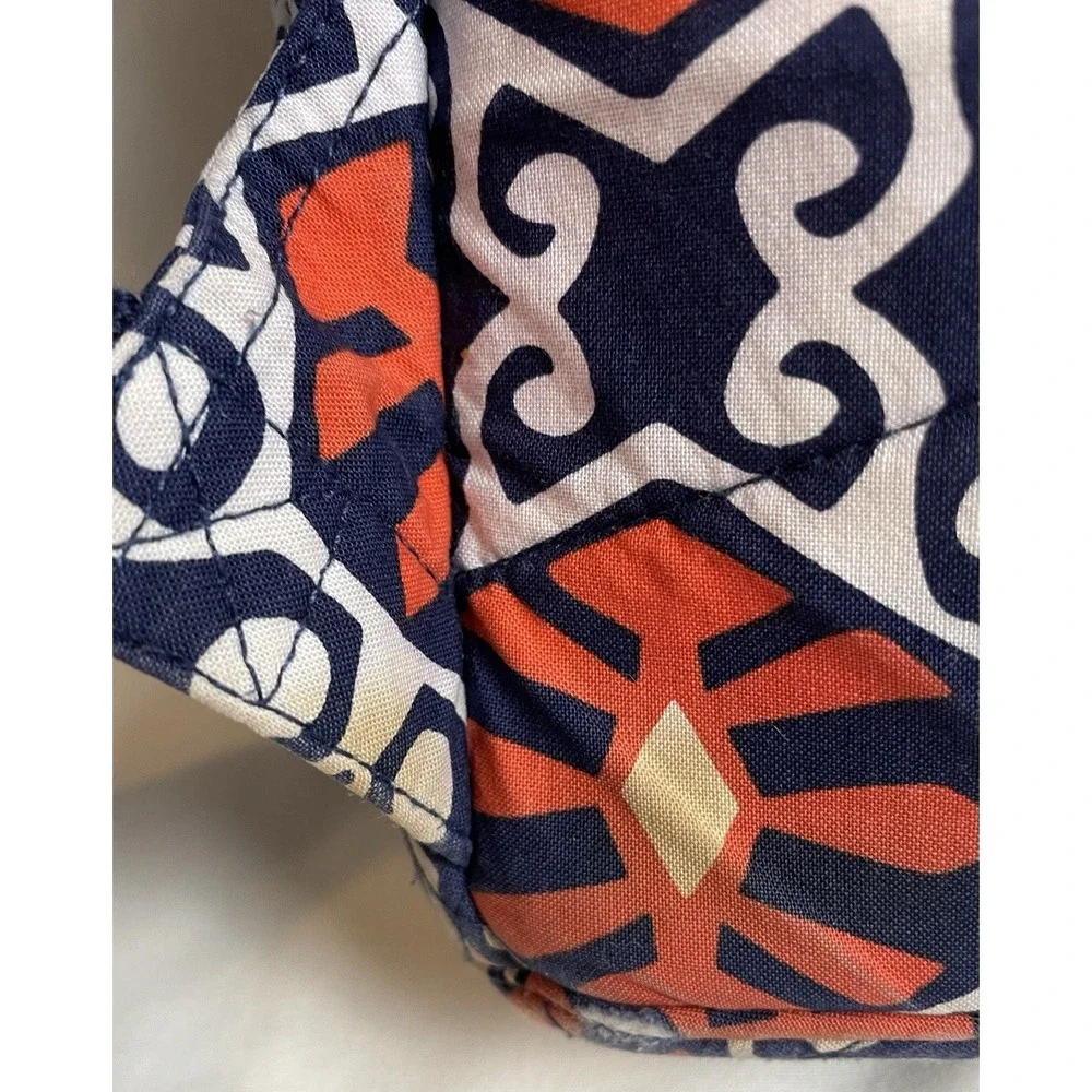 Vera Bradley Quilted Backpack Filigree Cotton Orange White School Travel